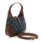 New Denim GG Monogram Calfskin Mini Jackie 1961 Hobo Blue Tea Cuir