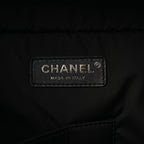 Shiny Grained Calfskin Quilted Large Travel Bowling Bag Black