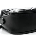 Calfskin Matelasse Monochrome Small GG Marmont Chain Shoulder Bag Black