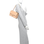 Caviar Quilted Medium Double Flap Beige Clair