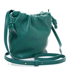 Mellow Nappa Lambskin Jade Mini Flamenco Knot Clutch Emerald Green