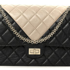 Aged Calfskin Quilted 2.55 Reissue 226 Flap Beige Black