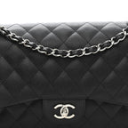 Caviar Quilted Jumbo Double Flap Black