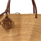 Calfskin Raffia Paulas Ibiza Small Shell Basket Tote Bag Natural Tan