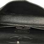 Metallic Caviar Quilted Medium Double Flap Dark Charcoal