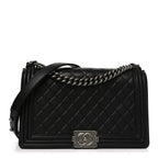 Calfskin Quilted New Medium Boy Flap Black
