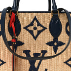 Raffia Calfskin Monogram Giant Onthego MM Blue