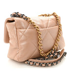 Shiny Lambskin Quilted Medium Chanel 19 Flap Beige