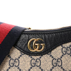 GG Supreme Monogram Textured Dollar Calfskin Web Small Ophidia GG Handbag Beige Blue