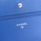 Caviar Chevron Quilted Wallet On Chain WOC Blue