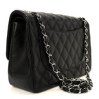Lambskin Quilted Jumbo Double Flap Black