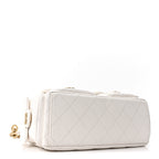 Shiny Lambskin Quilted Trendy Pockets Hobo White