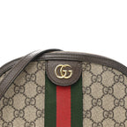 GG Supreme Monogram Textured Dollar Calfskin Web Small Ophidia Dome Shoulder Bag Beige Ebony New Acero