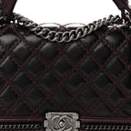 Goatskin Quilted New Medium Boy Handle Flap Burgundy
