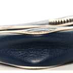 Vintage Effect Calfskin Matelasse Diagonal Super Mini Torchon GG Marmont Shoulder Bag Blue Agata Mystic White