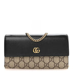 Dollar Calfskin GG Supreme Monogram Petite GG Marmont Wallet Chain Bag Black Beige Ebony