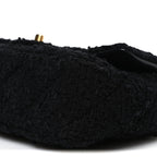 Tweed Quilted Mini Square Flap Black