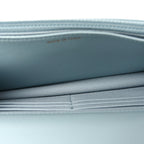 Lambskin Quilted Trendy CC Wallet On Chain WOC Light Blue