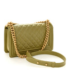 Caviar Quilted Medium Boy Flap Green