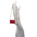 Dollar Calfskin Mini GG Marmont Chain Wallet Hibiscus Red