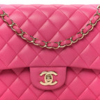 Lambskin Quilted Medium Double Flap Pink