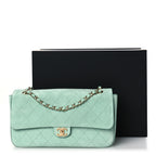 Suede Calfskin Small Souplissimo Maxi Flap Green