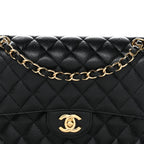 Caviar Quilted Medium Double Flap Black