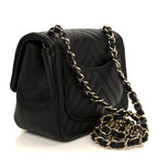 Lambskin Chevron Quilted Mini Square Flap Black