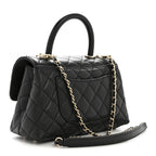 Caviar Quilted Mini Coco Handle Flap Black