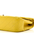 Lambskin Quilted Medium Double Flap Yellow