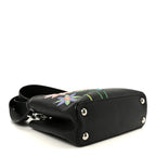 LV X YK Taurillon Inlaid Kusama Flowers Capucines BB Black