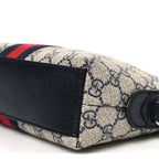 GG Supreme Monogram Textured Dollar Calfskin Web Small Ophidia Dome Shoulder Bag Beige Blue