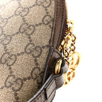 GG Supreme Monogram Textured Dollar Calfskin Web Small Ophidia Dome Shoulder Bag Beige Ebony New Acero