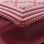 Calfskin Quilted Double Stitch New Medium Boy Flap Burgundy