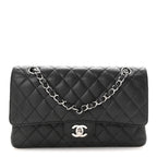 Caviar Quilted Medium Double Flap Black