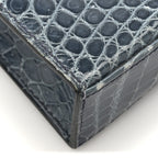 Shiny Niloticus Crocodile Kelly Elan Pochette Bleu Tempete