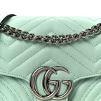 Calfskin Matelasse Small GG Marmont Shoulder Bag Water Green