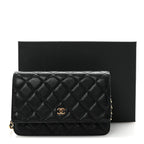 Caviar Quilted Wallet on Chain WOC Black