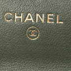 Lambskin Quilted Trendy CC Card Holder On Chain Green