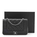 Caviar Quilted Vintage Mademoiselle Wallet On Chain WOC Black