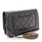 Iridescent Caviar Quilted Wallet On Chain WOC Green