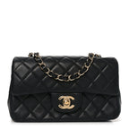 Lambskin Quilted Mini Rectangular Flap Black