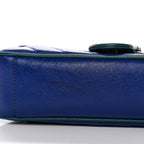 Azalea Calfskin Enamel Matelasse Diagonal Small Torchon GG Marmont Shoulder Bag Imperial Blue Pavone