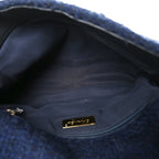 Tweed Quilted Large Chanel 19 Flap Navy Blue