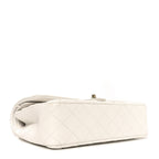 Caviar Quilted Medium Double Flap White