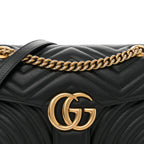 Calfskin Matelasse Small GG Marmont Shoulder Bag Black