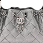 Metallic Caviar Quilted Mini Chanel 25 Handbag Anthracite