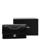 Caviar Quilted Medium Double Flap Black