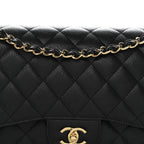 Caviar Quilted Jumbo Double Flap Black