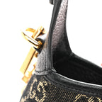 Jacquard Black Denim GG Monogram Textured Dollar Calfskin Mini Jackie 1961 Hobo Black Ivory